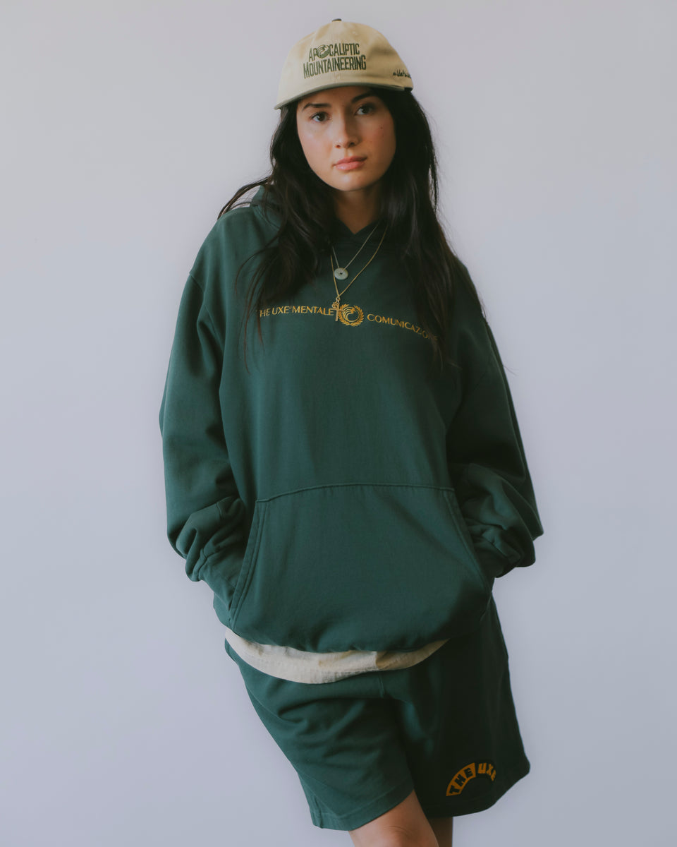 "COMUNICAZIONE" OVERSIZED HOODIE - Forest Green