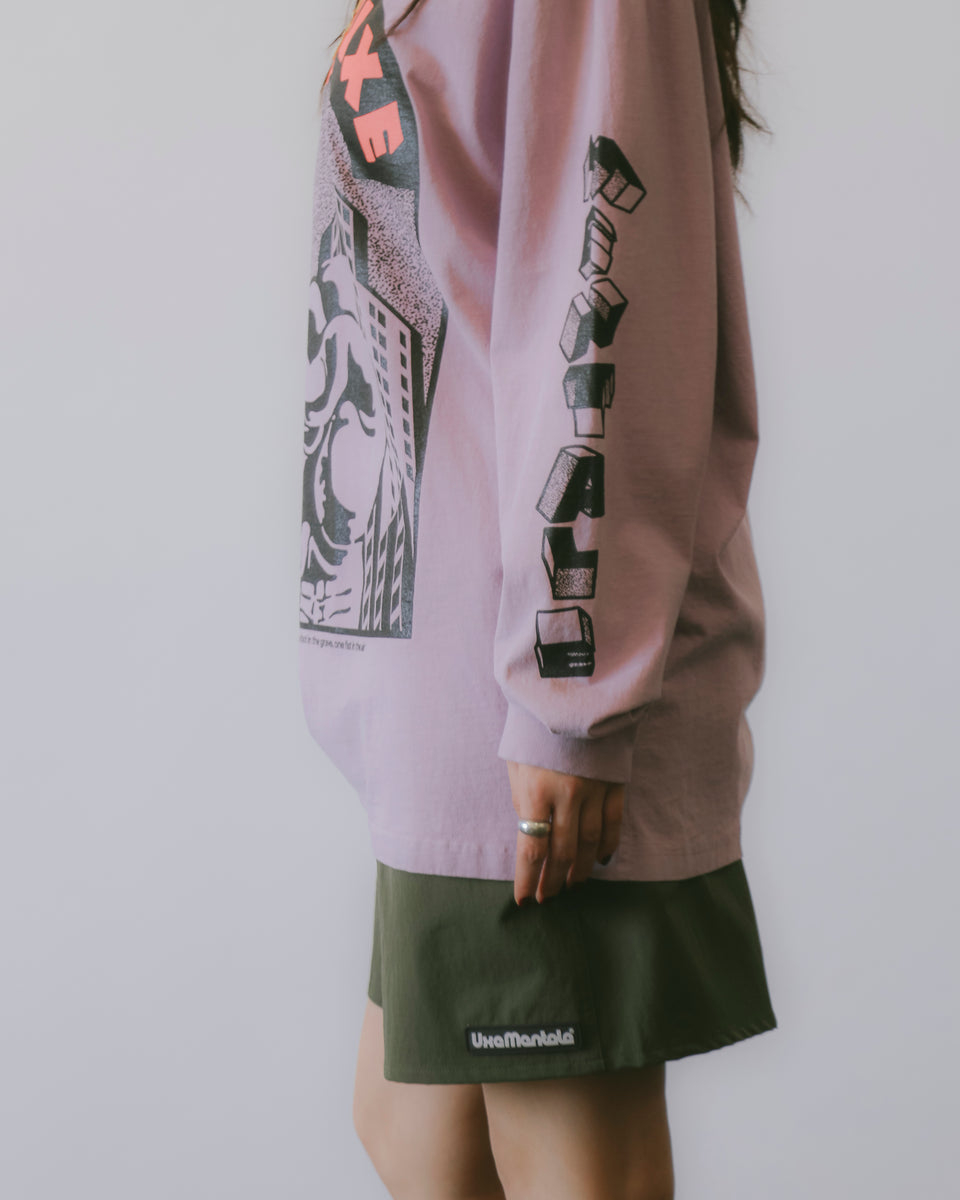 "ONE FOOT IN THE GRAVE, ONE FIRST IN THE AIR" long sleeve tee - Lavender