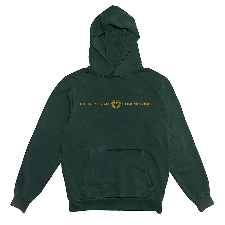 "COMUNICAZIONE" OVERSIZED HOODIE - Forest Green