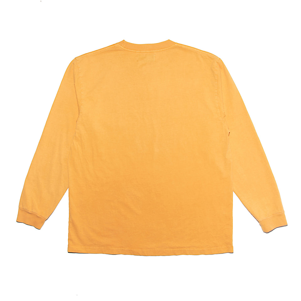 "ONE FOOT IN THE GRAVE, ONE FIST IN THE AIR" -Long Sleeve Tee - Washed Tangerine