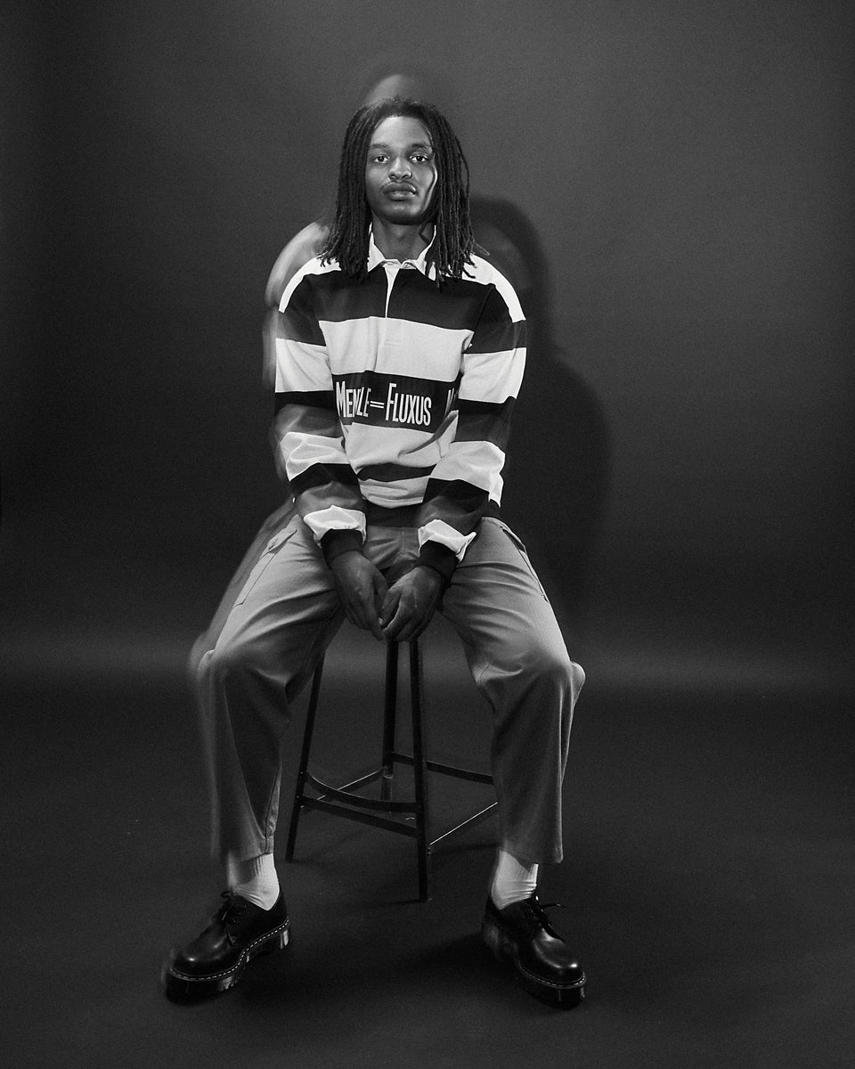 "FLUXUS MACHINE" Rugby Shirt - Black/White