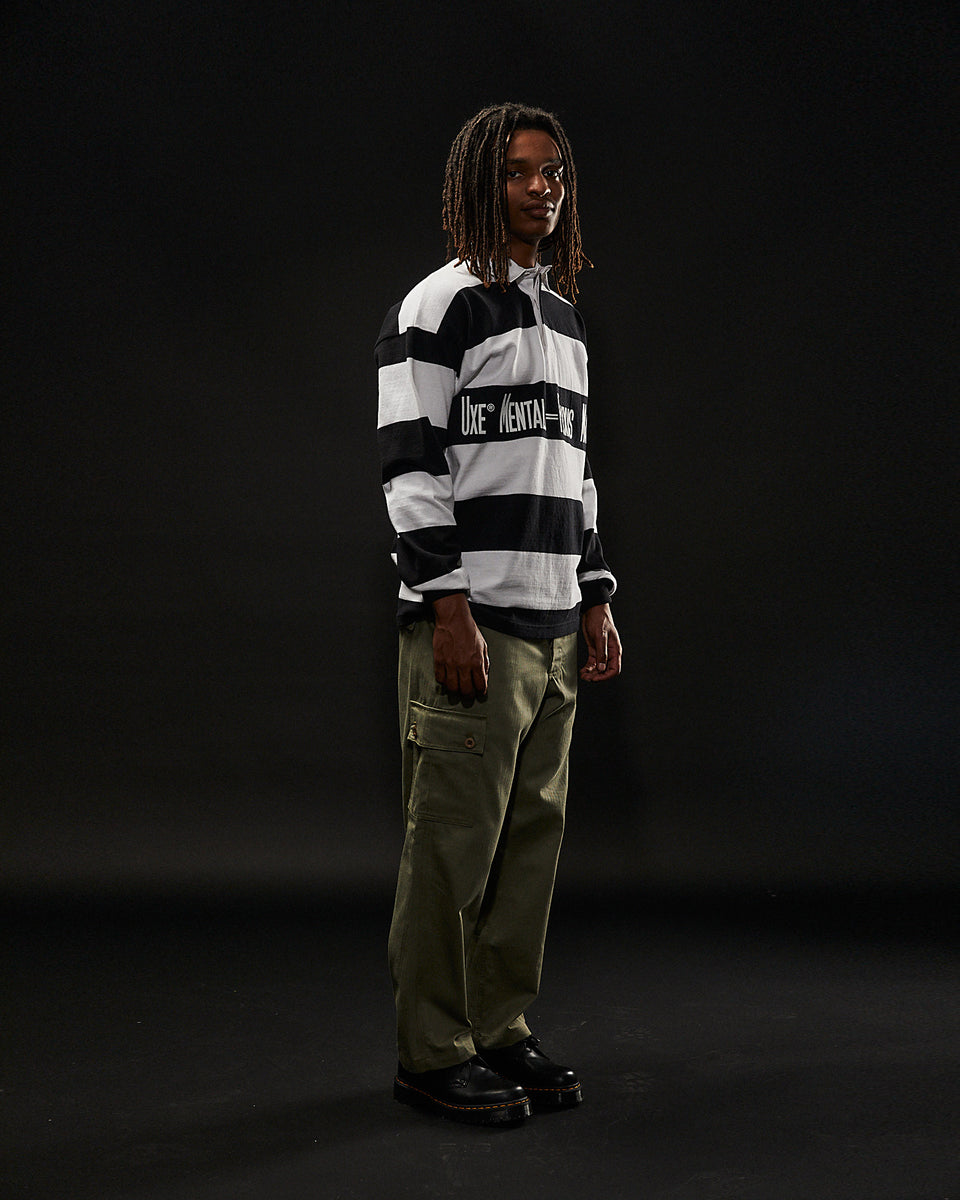 "FLUXUS MACHINE" Rugby Shirt - Black/White