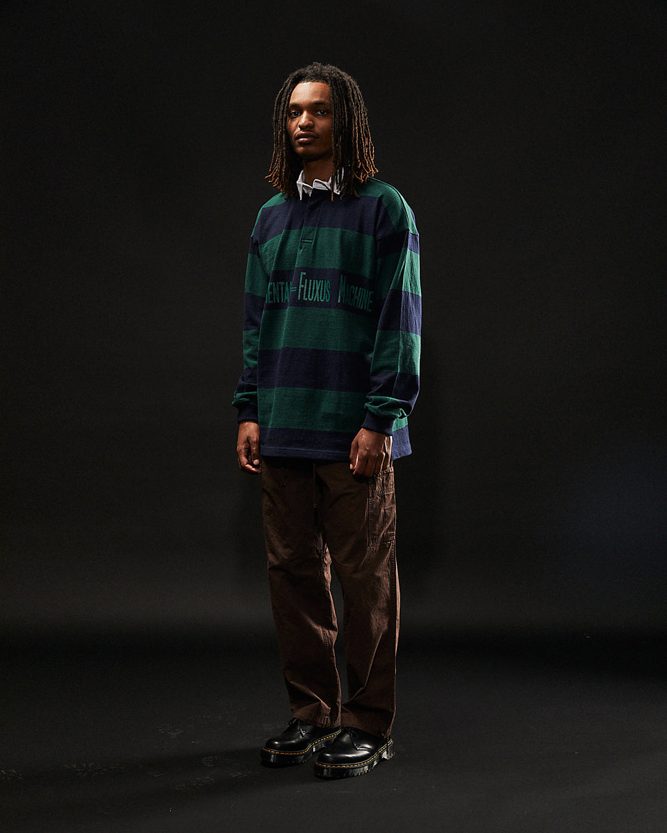 "FLUXUS MACHINE" Rugby Shirt - Green/Navy