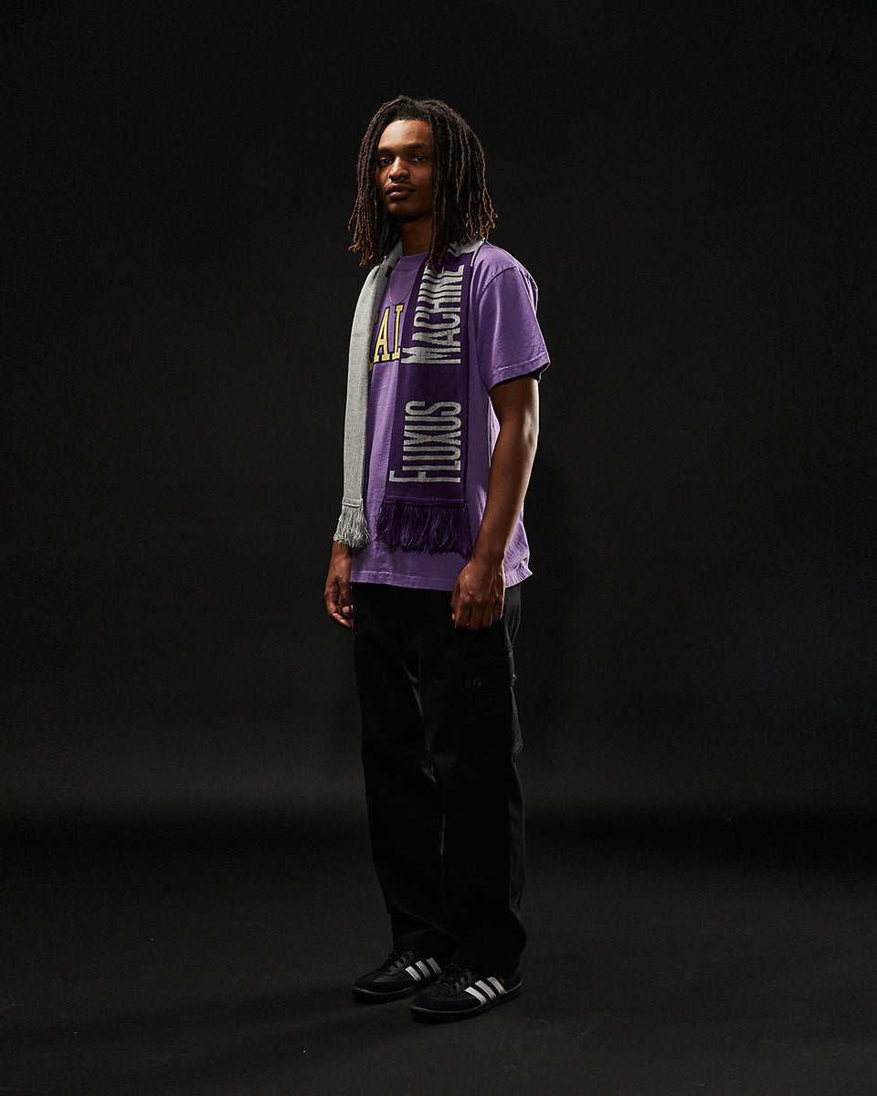 "FLUXUS MACHINE" Knit Scarf - Grey/Purple