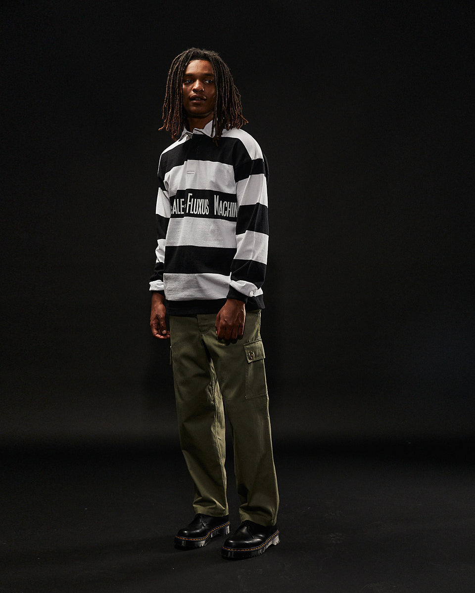 "FLUXUS MACHINE" Rugby Shirt - Black/White