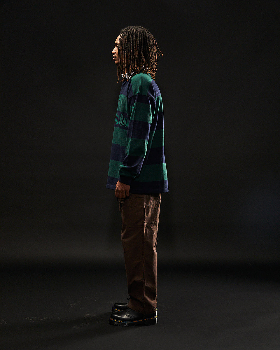 "FLUXUS MACHINE" Rugby Shirt - Green/Navy