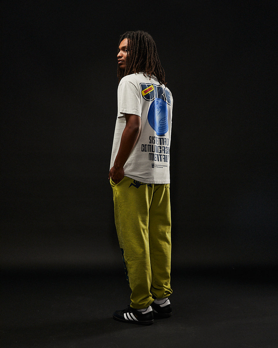 "COMUNICAZIONE" Standard Fit Short Sleeve Tee - Washed Grey