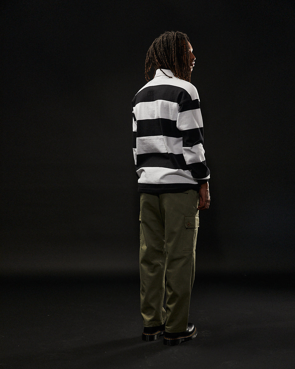 "FLUXUS MACHINE" Rugby Shirt - Black/White