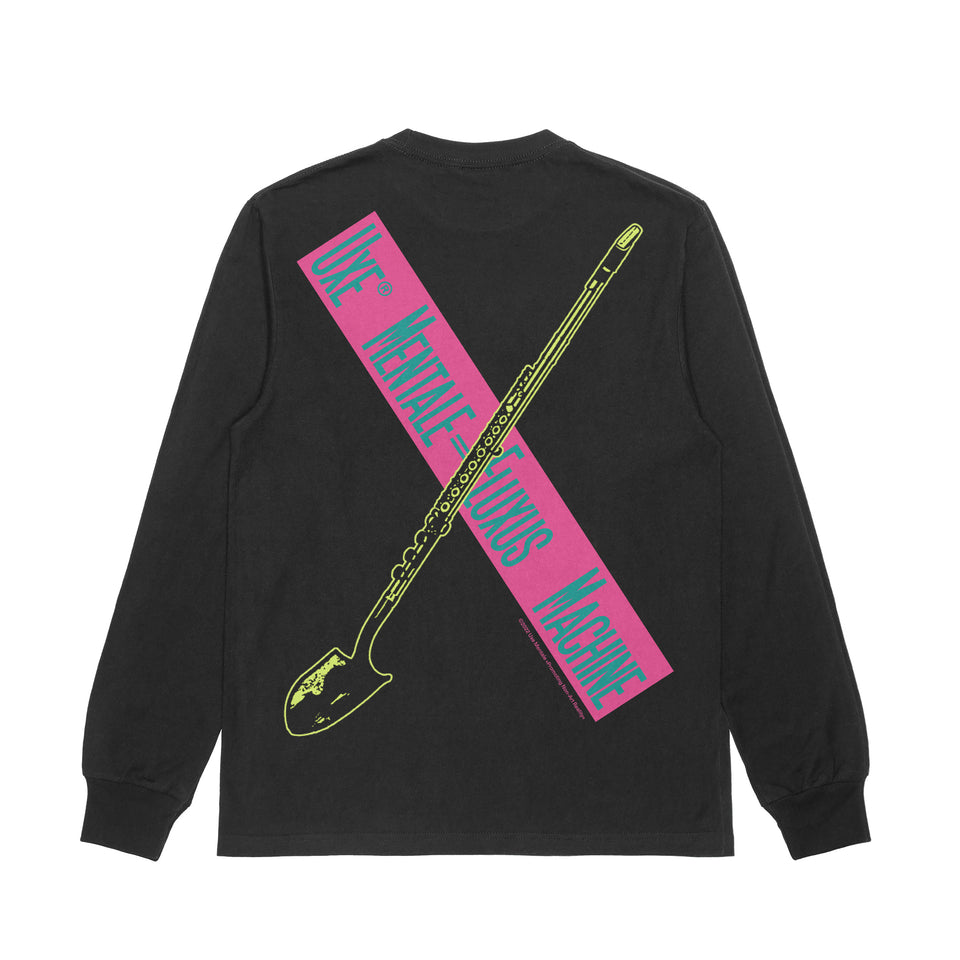 "FLUXUS MACHINE" Standard Fit Long Sleeve Tee - Washed Black