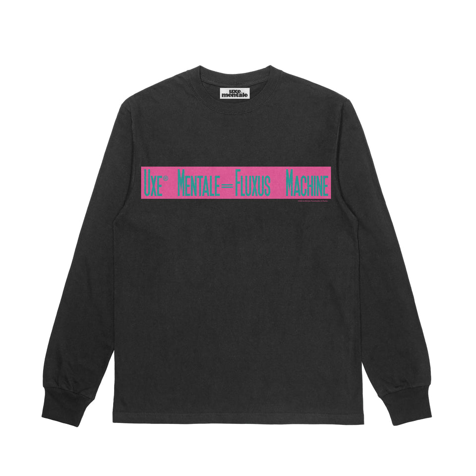 "FLUXUS MACHINE" Standard Fit Long Sleeve Tee - Washed Black
