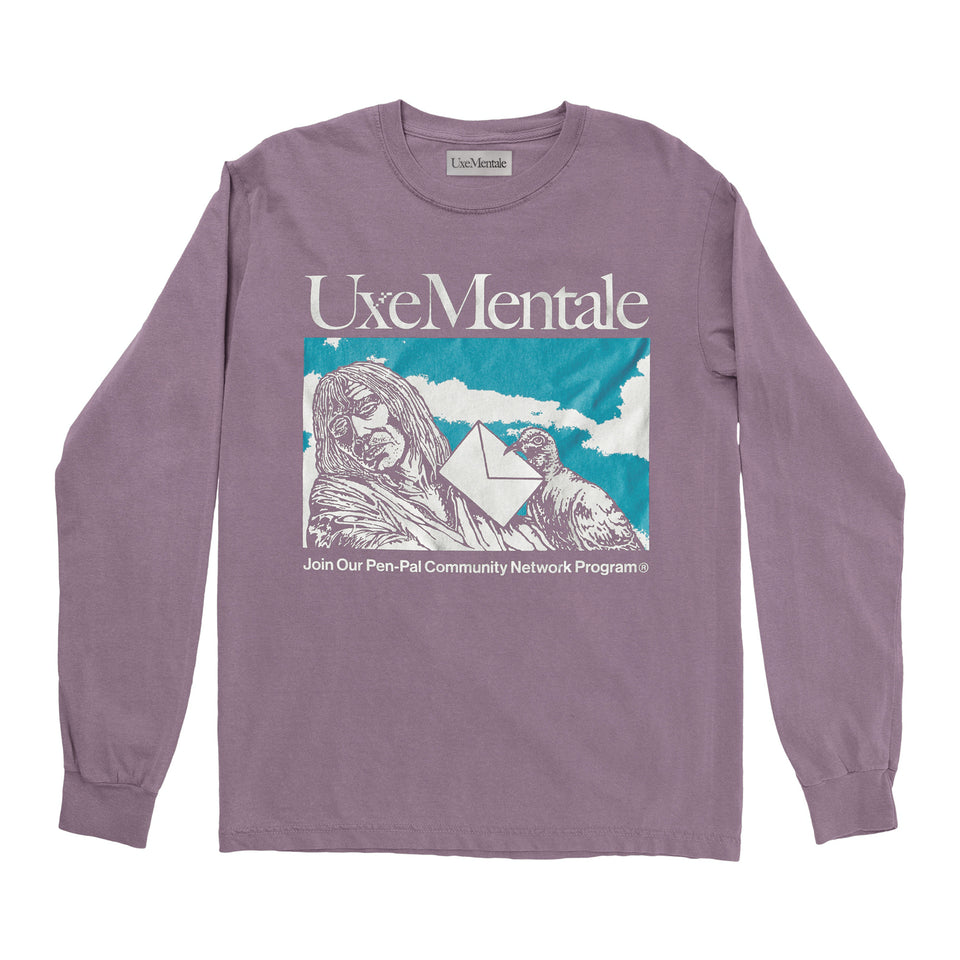 "PEN PAL COMMUNITY" Long Sleeve Tee - Lavender