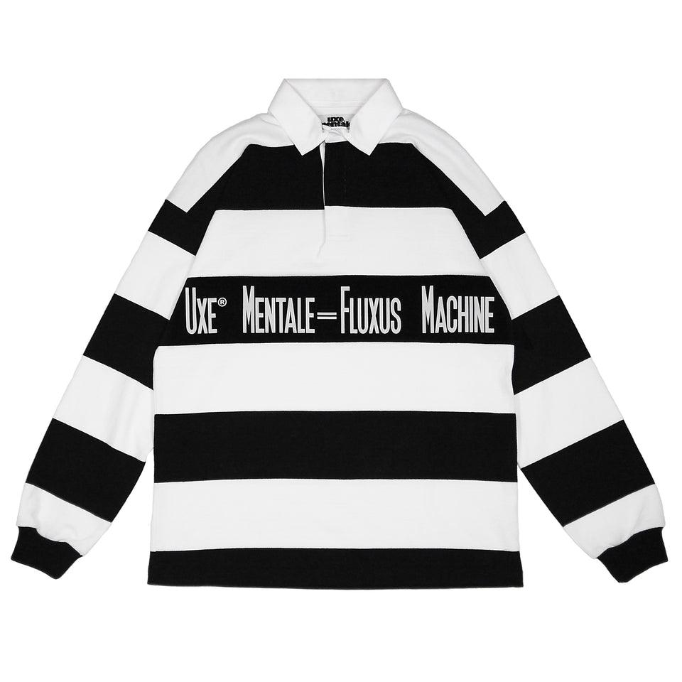 "FLUXUS MACHINE" Rugby Shirt - Black/White