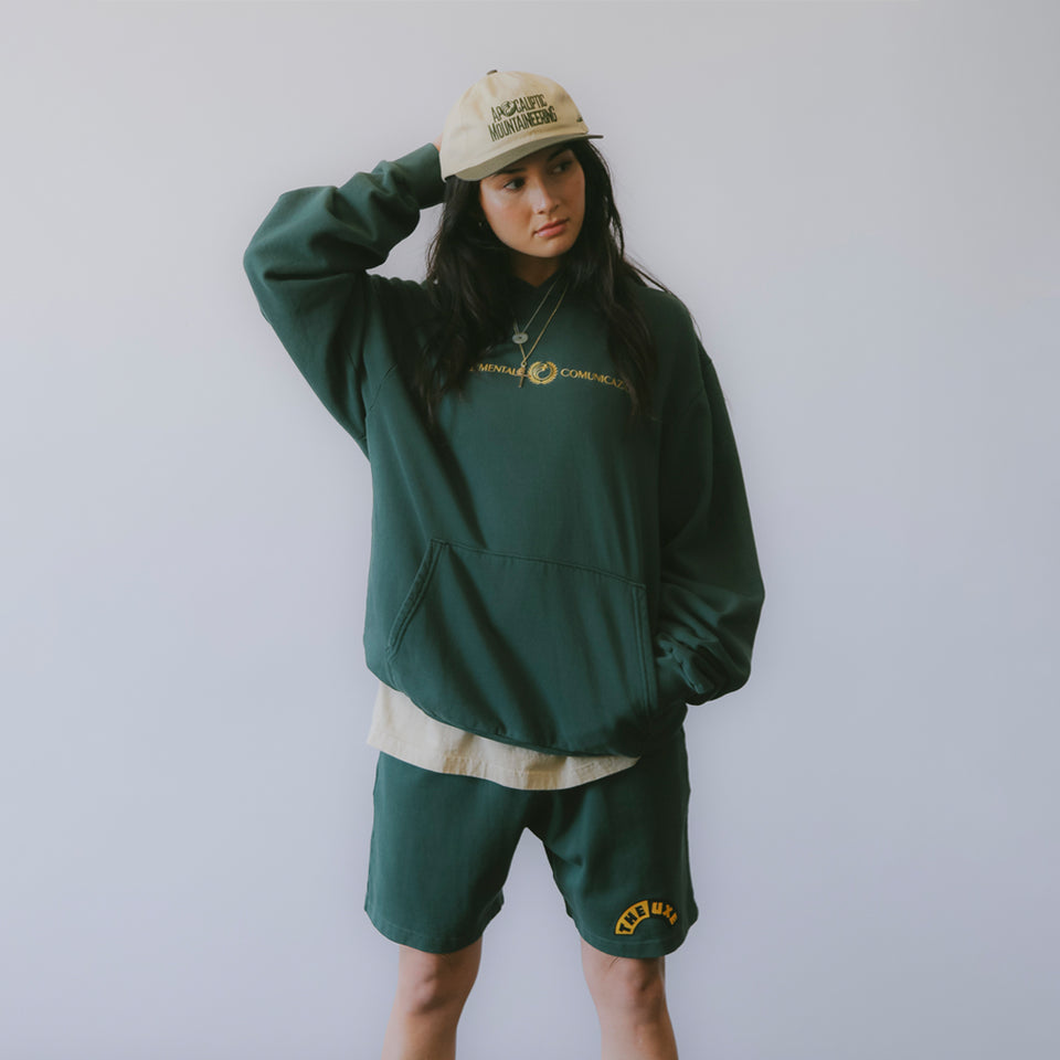 "COMUNICAZIONE" OVERSIZED HOODIE - Forest Green