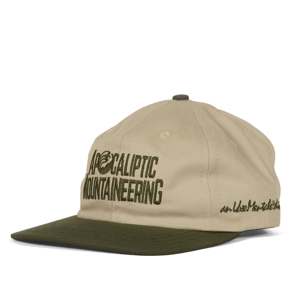 "APOCALIPTIC MOUNTAINEERING" 6 PANEL CAP - Sand/Olive