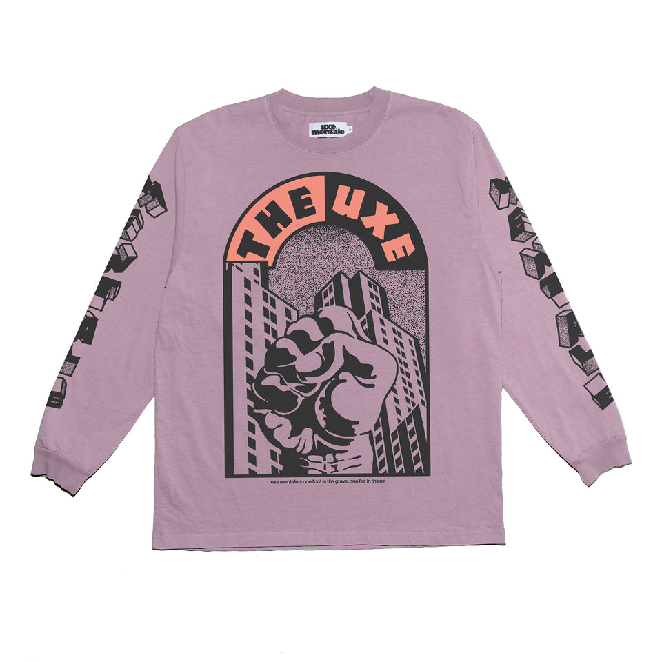 "ONE FOOT IN THE GRAVE, ONE FIRST IN THE AIR" long sleeve tee - Lavender