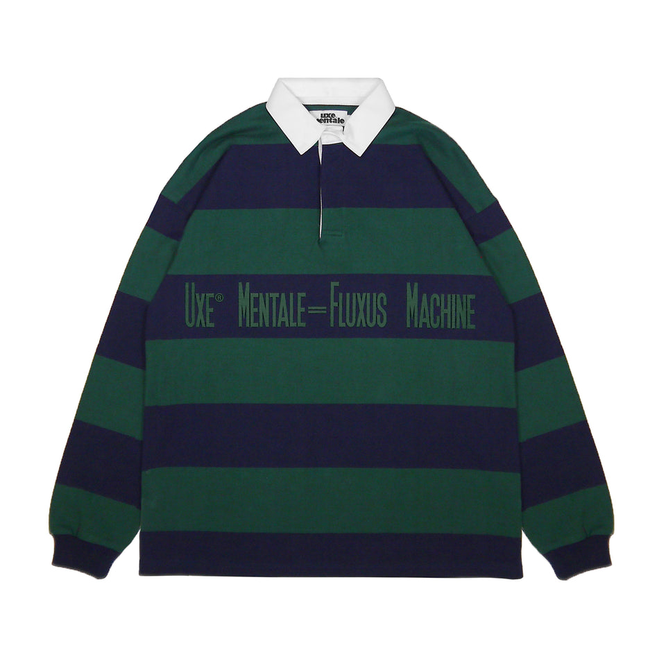 "FLUXUS MACHINE" Rugby Shirt - Green/Navy