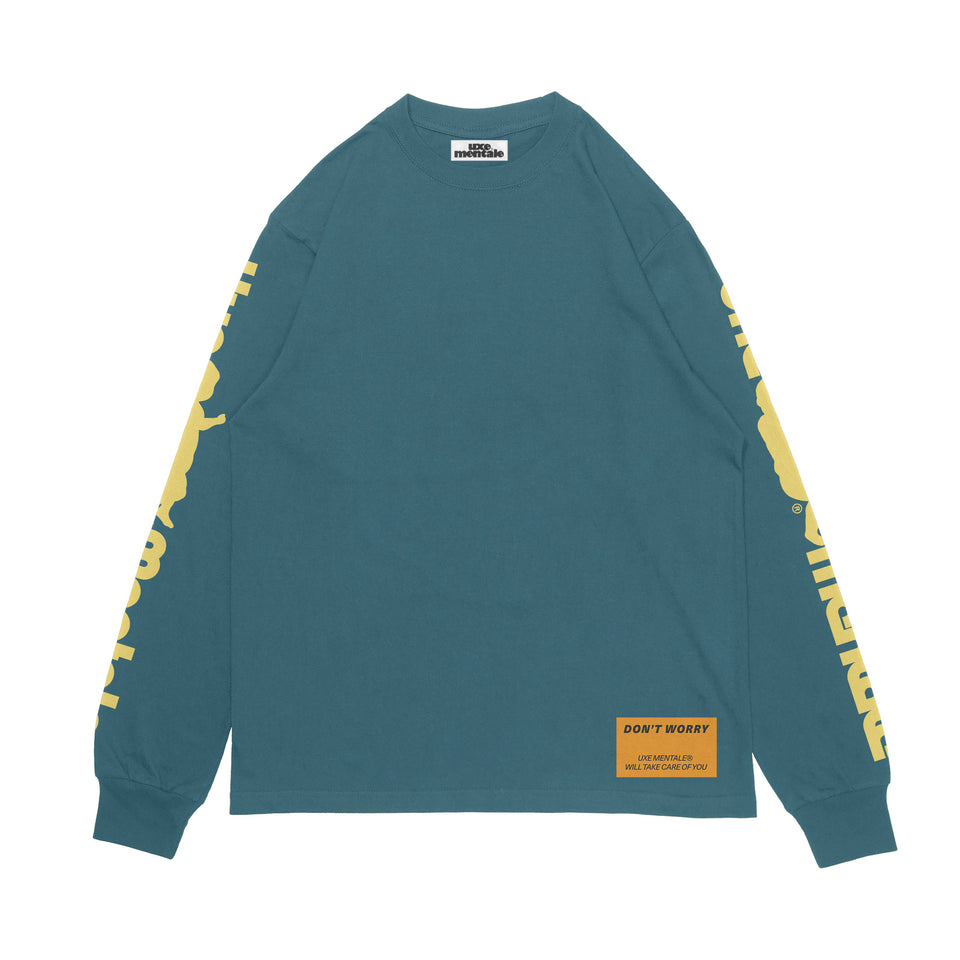 "WORRIED BABY" Standard Long Sleeve Tee - Washed Green